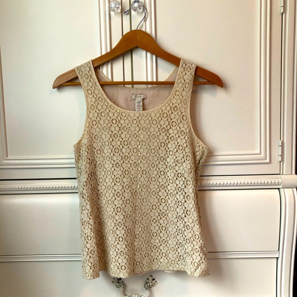 J.Crew Ivory Eyelet Lace Sleeveless Blouse